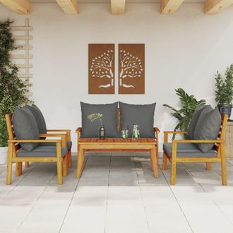 vidaXL Juego De Muebles Jard&iacute;n 5 Pzas Con Cojines Madera Maciza Acacia Vidaxl