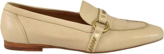 Calleen Cordero Beige Pointed-Toe Leather Loafers