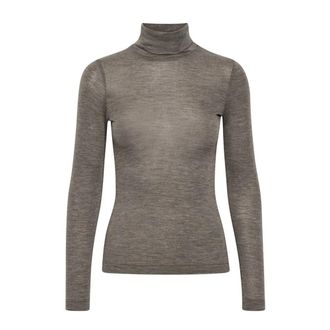 Inwear Bruin Melange Rollneck Top - Dames - Coltruien - Bruin - 2XS - Wol - Truien & Vesten
