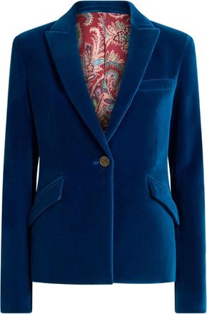 Etro Blazer monopetto in velluto - Blu