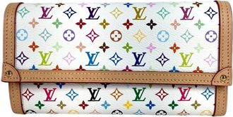 Louis Vuitton Blanc White Monogram Multicolore Long Wallet (Bi-Fold) (Pre-Owned)