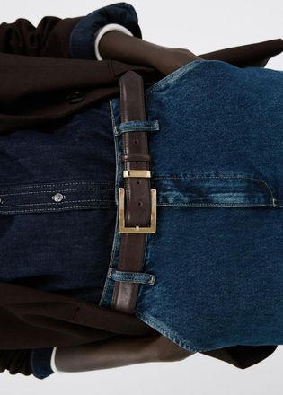 Mango Cintura pelle fibbia quadrata cioccolato - Donna - XL - MANGO