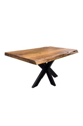 Livetastic Esstisch, Akaziefarben, Holz, Akazie, massiv, rechteckig, X-Form, 80x76x140 cm, Holzm&ouml;bel, Holztische, Esstische Holz, Massivholztische