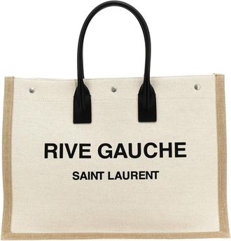 Saint Laurent White Rive Gauche Tote Bag