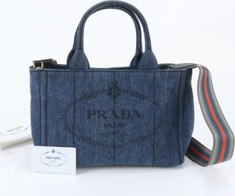 Prada Blue Shoulder Bag Tote Bag (Pre-Owned)