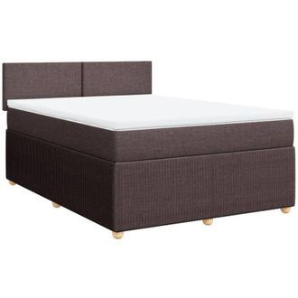vidaXL Vidaxl - Cama Box Spring Con Colch&oacute;n Tela Marr&oacute;n Oscuro 160x200 Cm