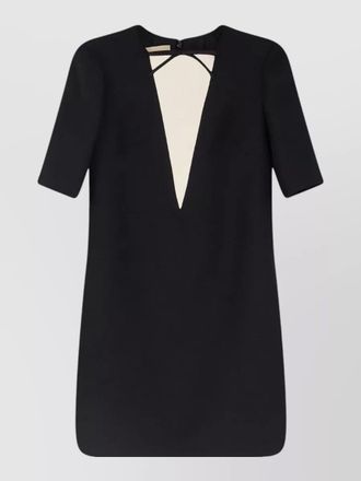 Valentino virgin wool and silk short-sleeve square-neck mini dress