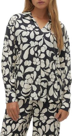 Vero Moda Gaja Floral Woven Top in Black Aop Gaja at Nordstrom Rack, Size X-Small