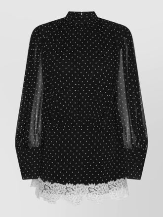 Rotate long sleeve lace polka dot mini dress