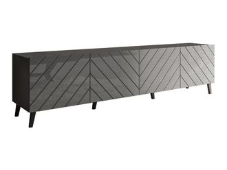 Mirjan24 Mobilier1 - Mueble Tv Charlotte 145, Grafito + Grafito Brillante, N&uacute;mero De Puertas: 0, N&uacute;mero De Cajones: 0, 200x52x42cm