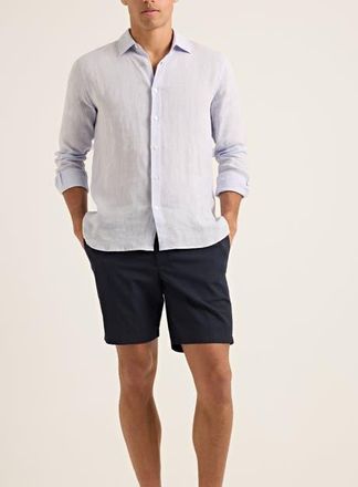 Orlebar Brown Justin Lino Relaxed Fit Classic Collar Italian Linen Shirt in Hush at Nordstrom, Size Xxx-Large