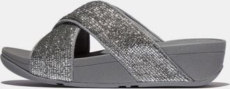FitFlop Dames Fit Flop Lulu Gekreukelde-Shimmer Cross Slippers in Zilver