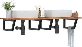 vidaXL Vidaxl - Estante De Lavabo De Pared Acero Y Madera Maciza De Acacia