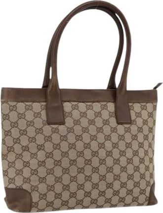 Gucci Pre-owned Tote Bags, female, Beige, Size: ONE SIZE Pre-owned Canvas Tote Bag