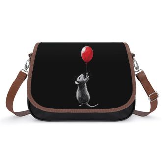 Generic Cute Rat With Balloon Crossbody Bags for Women Fashion Leather Shoulder Handbags With Adjustable Strap