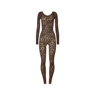 Wolford Jumpsuit met grafische rozenprint - Dames - Jumpsuits - Bruin - S - Wol - Jumpsuits & Playsuits