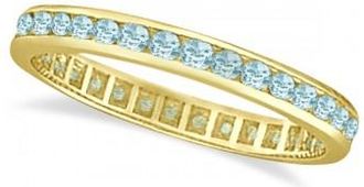 Allurez Aquamarine Channel-Set Eternity Ring Band 14k Yellow Gold (1.08ct)