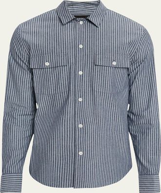 Vince Mens Railroad Stripe Sport Shirt