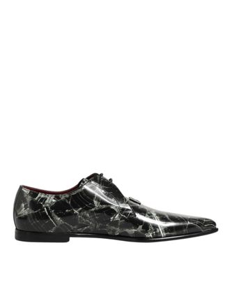 Dolce & Gabbana Marbled Pattern Dress Lace Up Derby Mens Shoes