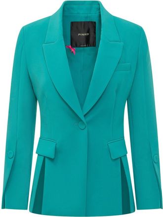 Pinko Green Solid Notched Lapel Blazer