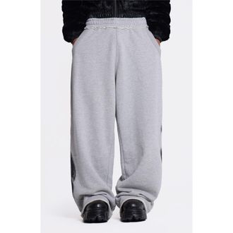 Jaded London Gothic Print Baggy Joggers in Grey at Nordstrom, Size Xx-Large
