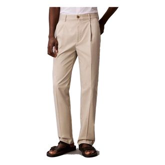 Calvin Klein Straight Cotton Sateen Chino Trousers - male - Calvin Klein - Straight Trousers - White - W38 - Trousers
