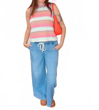 Hidden Jeans Pull On Wide Leg Pants In Light Denim