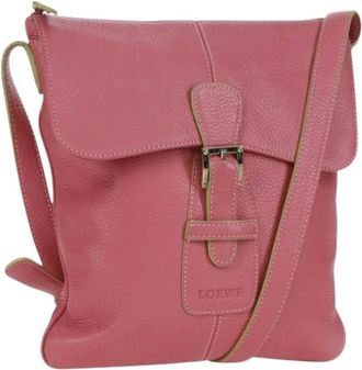 Loewe Pre-owned Cross Body Bags, female, Pink, Size: ONE SIZE Pre-owned Leather Shoulder Bag