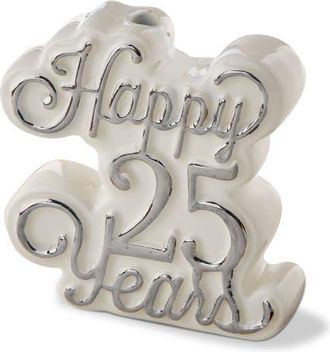 Tag Happy 25 Years Cake Topper Candleholder Silver Earthenware Everyday at Nordstrom