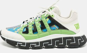 Versace Multicolor Canvas And Leather Trigreca Sneakers