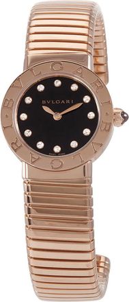 Bulgari Bvlgari Black Lacquered Dial 18K Rose Gold Diamond Small Ladies Watch 102225