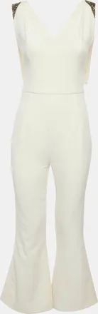 SAFiYAA Off White Stretch Crepe Sleeveless Jumpsuit