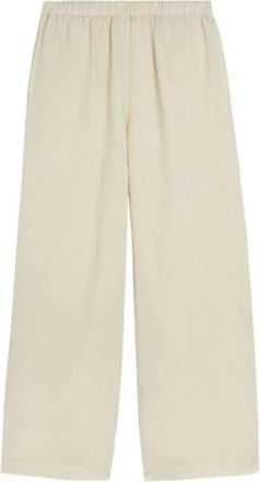 Aspesi Linnen Broek - Dames - Wijde Broeken - Beige - S - Linnen - Broeken