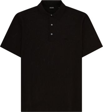 Ermenegildo Zegna Black Shirt Collar Polo