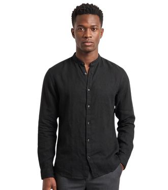 HUGO BOSS Black Linen Shirt