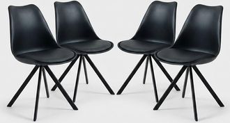 Oresteluchetta Juego De 4 Sillas Dise&ntilde;o Contempor&aacute;neo De Polipropileno Y Eco Cuero Smart Slim - Negro