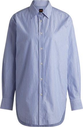 BOSS striped cotton-blend shirt - Blue