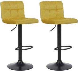 Clp Set di 2 sgabelli bar Feni in velluto giallo