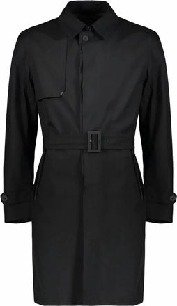 Herno Mens Two-Pocket Belted Waist Trench Coat In Black