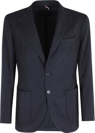 Santaniello Zwarte Wollen Jas Reverskraag - Heren - Blazers - Blauw - 3XL - Wol - Jassen
