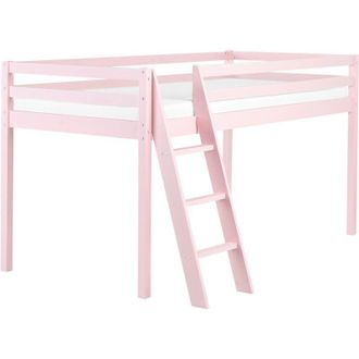 Beliani Beliani - Cama De Media Altura Con Somier 90 X 200 Cm Infantil Madera De Pino Rosa Ascoux