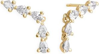 Lana Jewelry 14K Gold Pear Diamond Ear Crawlers in Yellow Gold at Nordstrom