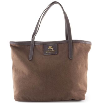 Burberry Brown Multi-Color Canvas Wool Felt Tote Bag (Pre-Owned)