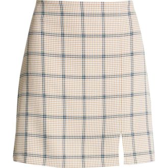 BP. Plaid Skirt in Tan Cinnamon Hamlin Plaid at Nordstrom, Size Small