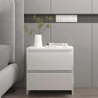 vidaXL Vidaxl - Mesita De Noche Madera Contrachapada Blanco 45x34,5x44,5 Cm