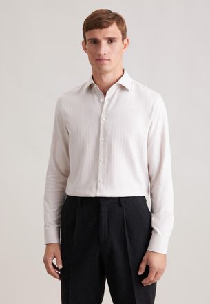 Seidensticker Flanellhemd SEIDENSTICKER Schwarze Rose, Damen, Gr. XXL (45), normale &Auml;rmell&auml;ngen, beige, 100% Baumwolle, Fischgratmuster, tailored fit, 2-Knopf-Mansc