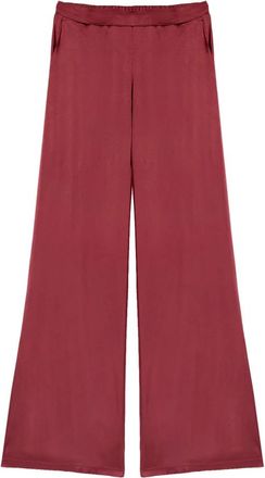 Oltre Palazzo Broek in Viscose Satijn - Dames - Wijde Broeken - Rood - L - Satijn - Broeken