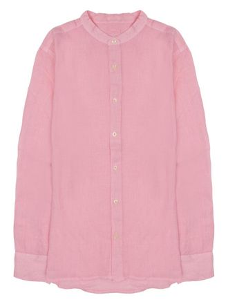 120% Lino Linen Slim Fit Band Shirt