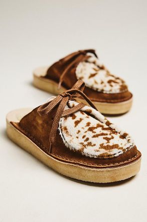 Clarks x Anthropologie Nomad Cow Print Mules