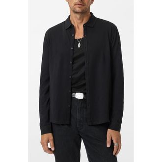 John Varvatos Gareth Organic Cotton Knit Button-Up Shirt in Black at Nordstrom Rack, Size X-Small